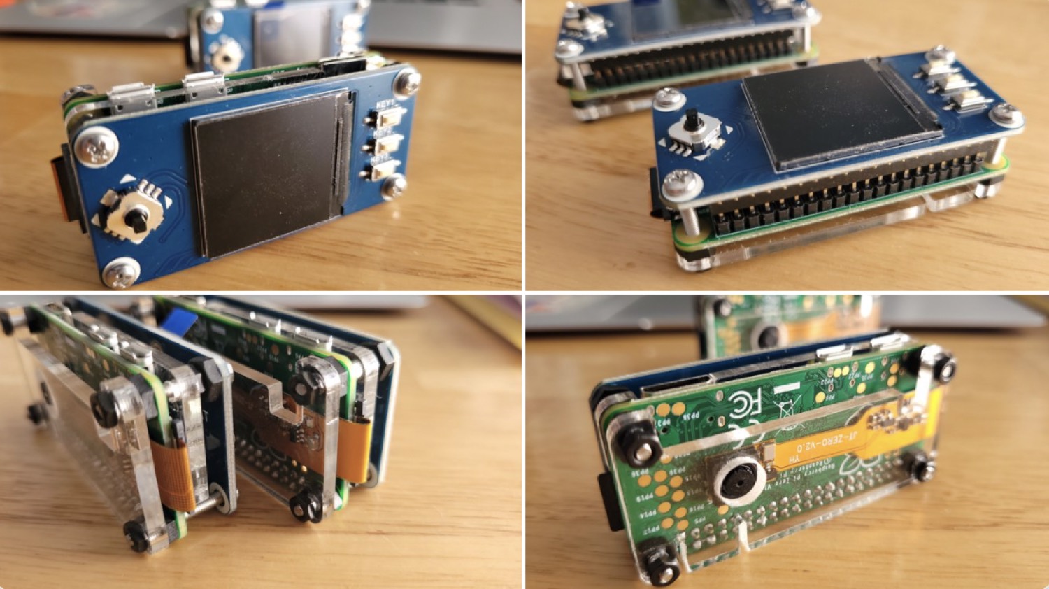 A barebones SeedSigner build held together with acrylic plates, screws and nuts