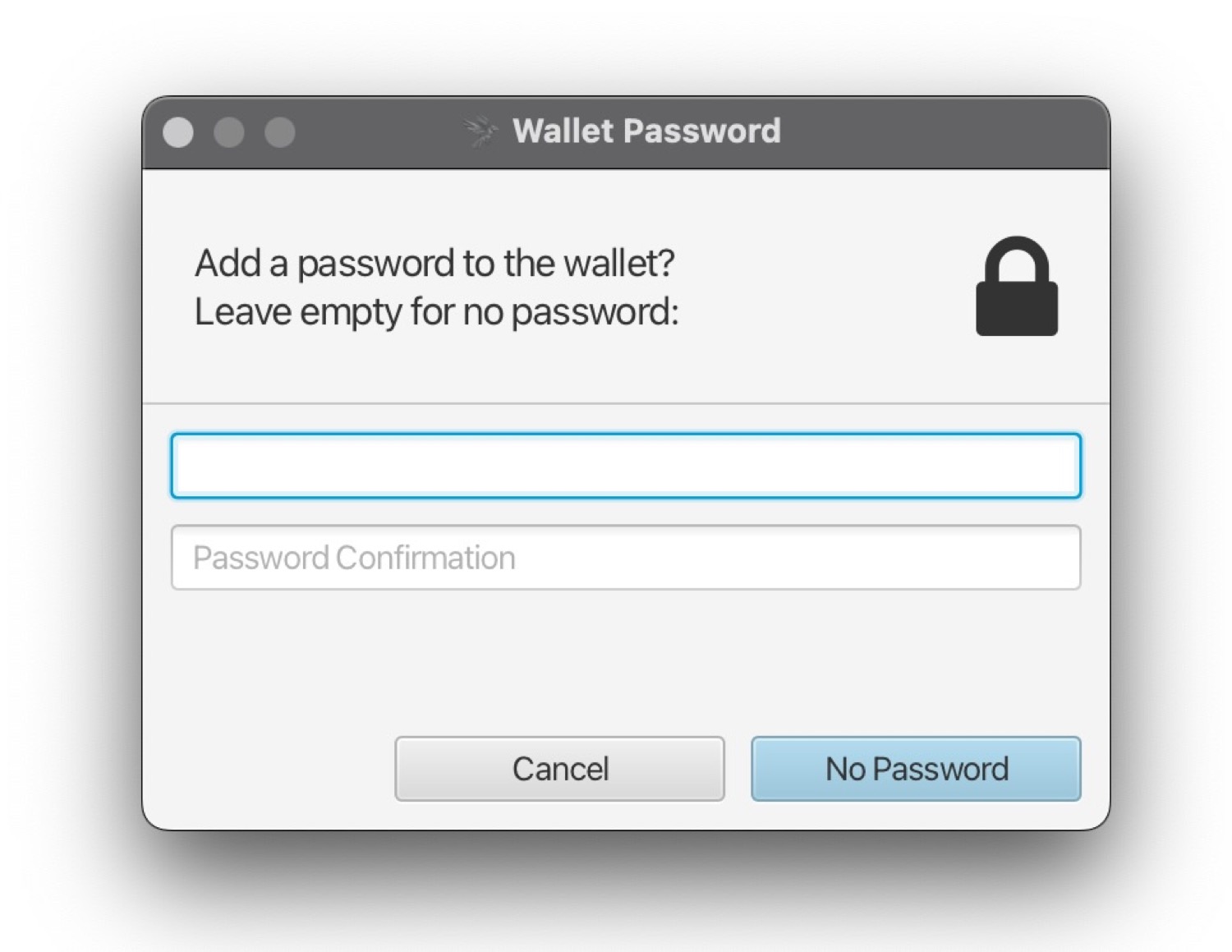Sparrow's wallet password prompt