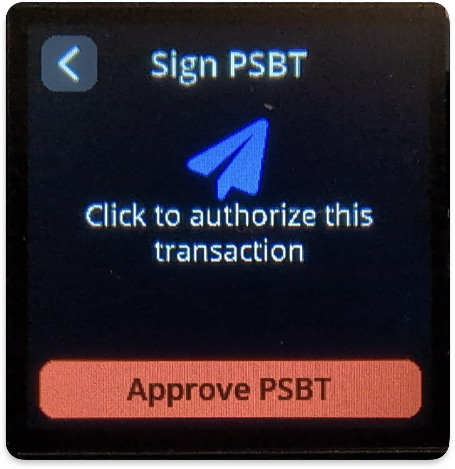 The SeedSigner screen offering Approve PSBT