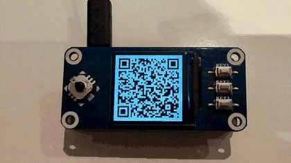 An animated QR code on a SeedSigner screen containing the signed transaction