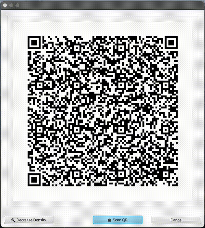 An animated QR code cycling through frames of a partially signed bitcoin transaction in Sparrow