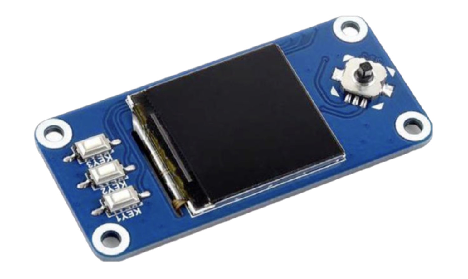 A Waveshare 1.3 inch 240 by 240 LCD display and controls hat